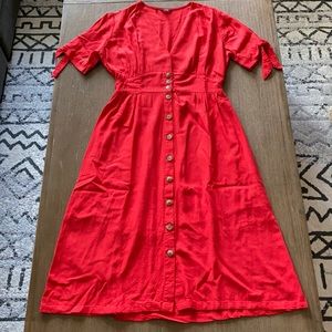 Buffalo V-Neck Button-Front Midi Dress